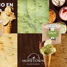 HOMETOWN - Helados Caseros. Projekt z dziedziny Br, ing i ident, fikacja wizualna, Projektowanie graficzne, Stor, telling, T, pografia, Projektowanie t i pografii użytkownika luciabiekler4 - 13.06.2025