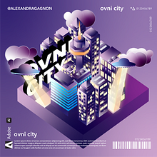 Ovni City. Ilustração digital e Ilustração vetorial projeto de Alexandra Gagnon - 13.06.2025