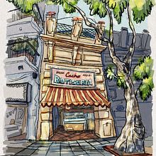 Dibujo arquitectónico expresivo con marcadores de colores. Architectural Illustration, Drawing, Ink Illustration, Sketchbook, and Sketching project by Marina Elliff - 06.13.2025