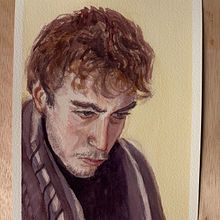 My son while studying. Fine Arts, Portrait Drawing, Painting, and Watercolor Painting project by jordi_sola - 06.13.2025