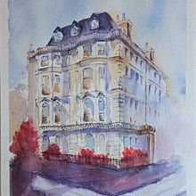 An impressive building. Un progetto di Disegno, Pittura ad acquerello, Illustrazione architettonica, Sketchbook, Illustrazione con inchiostro e Bozzetti di olgata31 - 14.06.2025