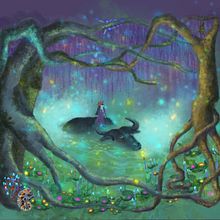 Fantasy Forest . Projekt z dziedziny Ilustracje dla dzieci, R, sunek c, frow, Ilustracja c i frowa użytkownika sajeevanshruthi - 15.06.2025