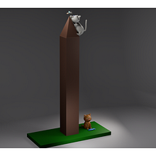 el obelisco como rascador de michis. 3D Modeling, Character Design, Digital Illustration, Traditional illustration, and Manga project by Melisa Chen - 06.16.2025