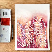 Lavandas en Negativo . Traditional illustration, Watercolor Painting, and Botanical Illustration project by jhajairamarin - 06.19.2025