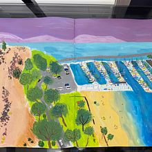 Gouache Panorama of Dana Point Harbor. Projekt z dziedziny Sketching,  R, sunek, Trad, c, jna ilustracja,  R, sunek architektoniczn, Sketchbook i Malowanie gwaszami użytkownika Kara - 20.06.2025