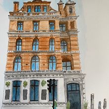 Trendy Wine Bar. L, scape Architecture, and Watercolor Painting project by teresaexton - 06.20.2025