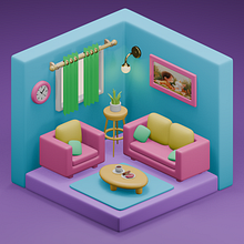 My First Kawaii Interior Scene. Un projet de Modélisation 3D, 3D , et Conception 3D de Purva Arora - 21.06.2025