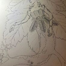 Forest themed mermaid. Creativit, Drawing, Traditional illustration, and Sketchbook project by Justine - 06.21.2025