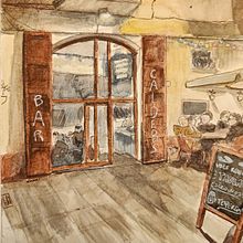 Bar Calders, Barcelona - by. Projekt z dziedziny Malowanie akwarelą, Trad, c, jna ilustracja i Sketching użytkownika Cybele van Etten - 22.06.2025