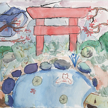 teleférico azul. Drawing, Traditional illustration, and Watercolor Painting project by luanebraga_escola - 06.22.2025