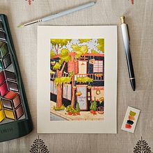 Cafe urban illustration. Traditional illustration, Drawing, Painting, Watercolor Painting, and Sketchbook project by Nika - 06.23.2025