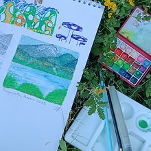 Mocho-choshuenco al medio día. Traditional illustration, and Watercolor Painting project by ceciliazaratefernandez - 06.23.2025