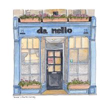 Da Nello, Guernsey. Un progetto di Illustrazione architettonica, Disegno, Pittura e Pittura ad acquerello di nicki_garnham - 27.06.2025