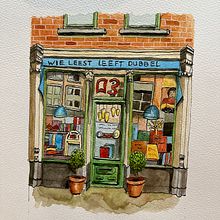 Boekwinkel. Un progetto di Illustrazione architettonica, Disegno, Pittura e Pittura ad acquerello di marjamax - 27.06.2025
