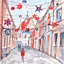 Miasto Lublin Zimą. Watercolor Painting, and Painting project by elzbieta_malyska - 06.27.2025