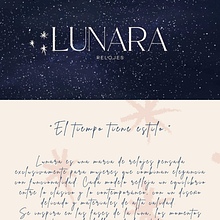 Lunara - "el tiempo tiene estilo". Un proyecto de Br, ing e Identidad, Diseño gráfico, Diseño para Redes Sociales, Diseño Web y Marketing de contenidos de Micaela Bianchi Bruno - 27.06.2025