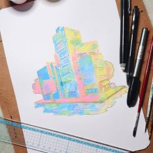 Cidade após a chuva. Projekt z dziedziny Trad, c, jna ilustracja,  Sztuki piękne,  R i sunek użytkownika Cris Día - 28.06.2025