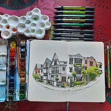 Villa Léandre en « fisheye » . Ilustração tradicional projeto de celineexpert21 - 29.06.2025