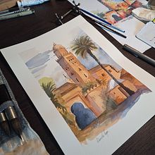 Voyage au Maroc. Ilustração arquitetônica, Desenho, Ilustração tradicional, Pintura, Sketchbook, Esboçado, e Pintura em aquarela projeto de Roger Ducobu - 29.06.2025