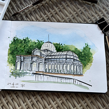 Palacio de Cristal. Parque del Retiro de Madrid Ein Projekt aus dem Bereich Architektur, Traditionelle Illustration, Sketchbook und Realistische Zeichnung von Maryenk_Mpr - 30.06.2025