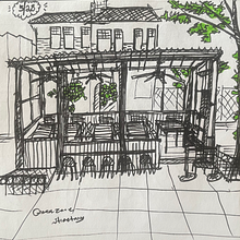 Sketch of Patio Seating | Adams Morgan, D.C.  Ein Projekt aus dem Bereich Zeichnung von simon_handelman - 30.06.2025