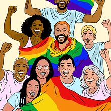 Pride Unity: LGBTQ+ Illustration in Claire Ligne Style Ein Projekt aus dem Bereich Digitale Illustration, Zeichnung, Grafikdesign, Traditionelle Illustration, Design, Stor, telling, Kreativität und Digitale Zeichnung von jordi_sabate_design - 30.06.2025