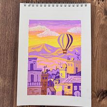 Cappadocia at Sunset – An Urban Sketch in Posca Colors Ein Projekt aus dem Bereich Traditionelle Illustration, Zeichnung, H und werk von Kevser Yılmaz - 30.06.2025