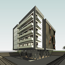 Edificio paramétrico. 3D, Arquitetura, Arquitetura digital, Arquitetura de interiores, Modelagem 3D, e Visualização arquitetônica projeto de dayana_pena - 01.07.2025