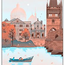 Charles Bridge, Prague. Ilustração digital projeto de Bea Vadillo - 01.07.2025