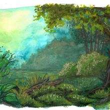 Forest landscape. Un progetto di Belle arti, Pittura gouache, Illustrazione naturalistica, Pittura e Pittura ad acquerello di Joanna Cieslinska - 01.07.2025