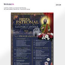 Cartel de la Fiesta Patronal en Honor a San Pablo Apóstol Texcoco 2024. Graphic Design, Poster Design, and Advertising project by Rafael Bustos Maldonado - 07.02.2025