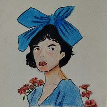  LA NIÑA DEL MOÑO AZUL Ein Projekt aus dem Bereich Zeichnung und Traditionelle Illustration von correoperfil29 - 03.07.2025