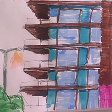 Fachada de casa Ein Projekt aus dem Bereich Architektonische Illustration, Zeichnung, Illustration mit Tinte, Sketchbook und Skizzenentwurf von juanjavierglzr - 07.07.2025
