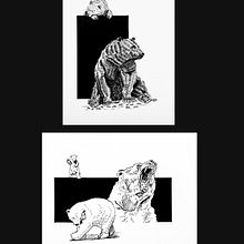 Dibujo en tinta de animales salvaged. Un projet de Dessin, Illustration à l'encre, Illustration naturaliste , et Esquisse  de Patricia Moravec - 10.07.2025