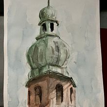 Church Tower. Un projet de Dessin, Aquarelle, Illustration architecturale, Carnet de croquis , et Esquisse  de studio_675761 - 10.07.2025