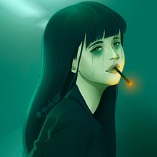 Retrato Smoking Girl. Un projet de Illustration traditionnelle, Illustration numérique , et Peinture numérique de Gabriel Garaban - 11.07.2025