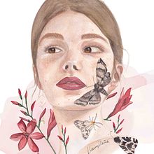 Retrato y polillas. Artes plásticas, Ilustração tradicional, Pintura, Pintura em aquarela, Desenho, Desenho de retrato, e Desenho artístico projeto de marina_gmestre - 11.07.2025
