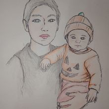 Mi familia y la iglesia del pueblo . Projekt z dziedziny R, sowanie kredkami,  R, sunek,  R, sunek atramentem, Portret i Sketching użytkownika Gerardo Yosimar Gonthier Ayala - 12.07.2025