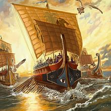 Pénteras de guerra de Aníbal surcando los mares.. Un projet de Illustration numérique et Illustration éditoriale de Sandra Delgado - 12.07.2025