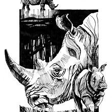 Draw wildlife with pen and ink: Rhinos. Un projet de Dessin, Illustration à l'encre, Illustration naturaliste , et Esquisse  de elliot_13 - 13.07.2025