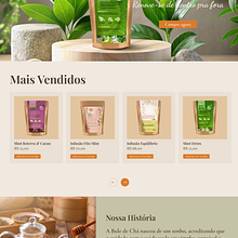 Site: Bule de Chá. Design, Design digital, Design gráfico, Mobile Design, Web Design, Teoria da cor, e UX / UI projeto de Natália Deiró - 17.07.2025