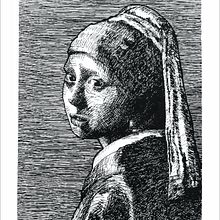 Reinterpretação em Hachura  Moça com Brinco de Pérola em Nanquim Ein Projekt aus dem Bereich Gravieren, Artistische Zeichnung, Bildende Künste, Malerei, Illustration mit Tinte und Porträtzeichnung von André Moraes - 18.07.2025