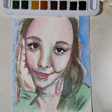 Retrato en acuarela. Fine Arts, Portrait Drawing, Painting, and Watercolor Painting project by marcelabrancati - 07.21.2025