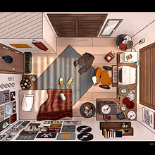 Background: habitación 80's. Un proyecto de Ilustración digital e Ilustración animada de Liss Gallardo - 22.07.2025