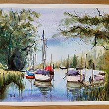 Abschlussprojekt Wasserlandschaft Ein Projekt aus dem Bereich Naturalistische Illustration, Malerei und Aquarellmalerei von Martina Trost - 26.07.2025