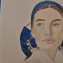 “Mirada Serena”. Portrait Drawing, Traditional illustration, and Watercolor Painting project by Cesar Hernández Moreno - 07.27.2025