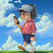 Escuchando música. Un proyecto de Diseño de personajes, Ilustración tradicional, Ilustración digital y Pintura digital de Anibal Garcia - 28.07.2025
