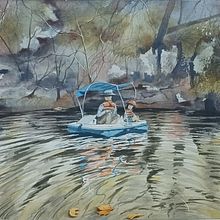 Water reflections. Naturalistic Illustration, Painting, and Watercolor Painting project by Margaret Desouza - 07.31.2025