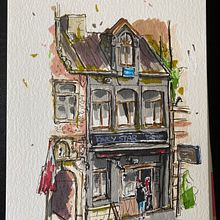Kinky Star in Gent - Pen en marker. Ilustração arquitetônica, Desenho, Ilustração com tinta, Sketchbook, e Esboçado projeto de Ger Hermsen - 31.07.2025