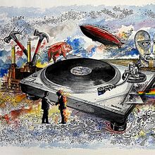 Pink Floyd e Led - Vinil. Een project van Traditionele illustratie, Aquarelschilderen y  Tekening van Humberto Cesar Pornaro - 01.08.2025